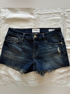 Frame Denim Dark Blue Distressed Cutoff Shorts